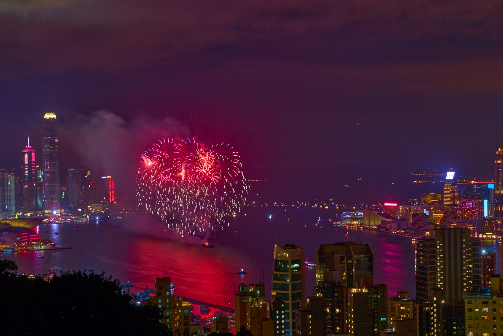 Fireworks taken on land by Maurice Ping Leung