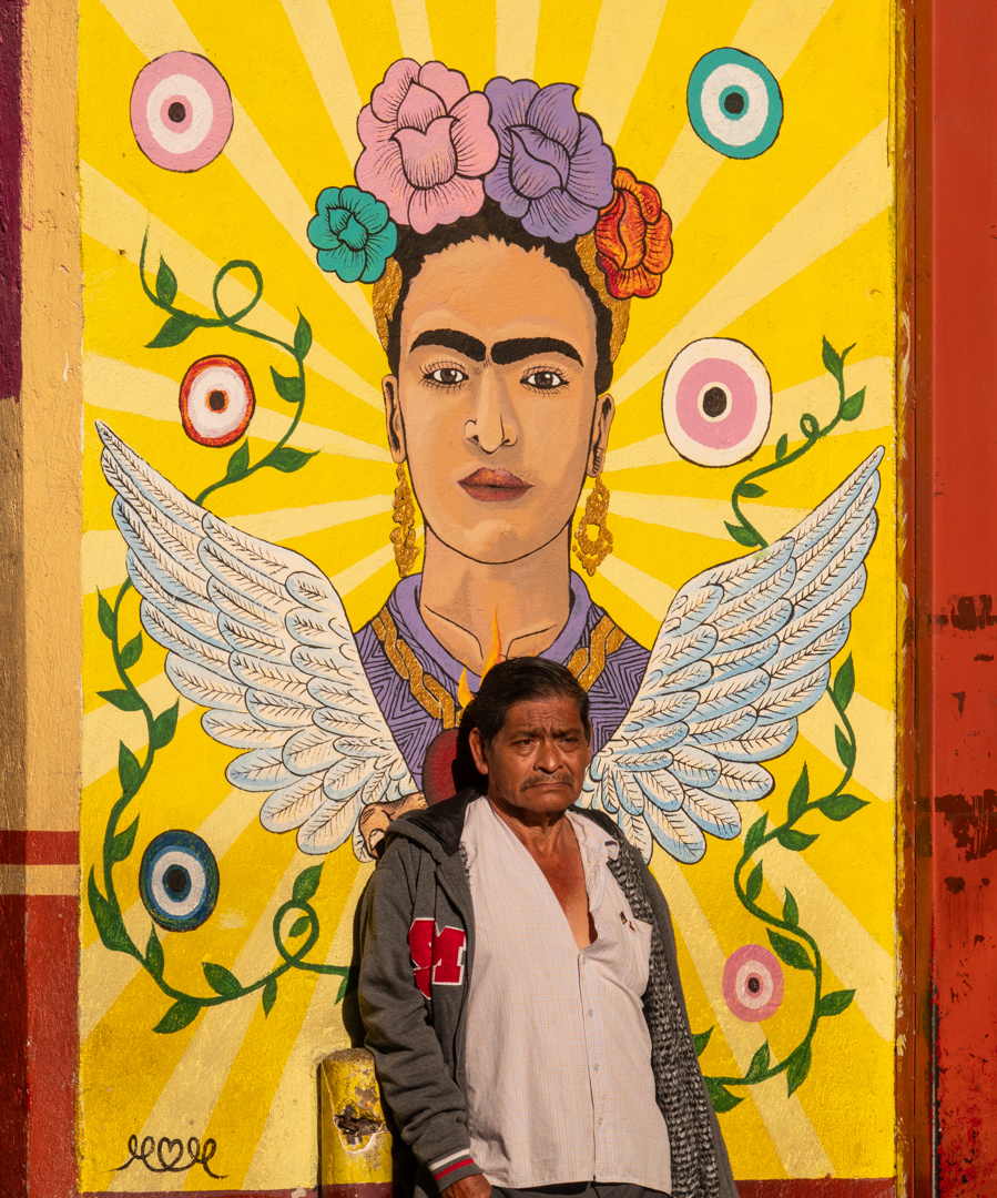 In the shadow of a mural 