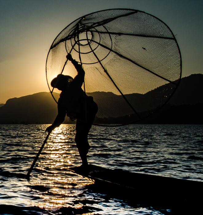 Fisherman at Sunset by Nancy Axelrod