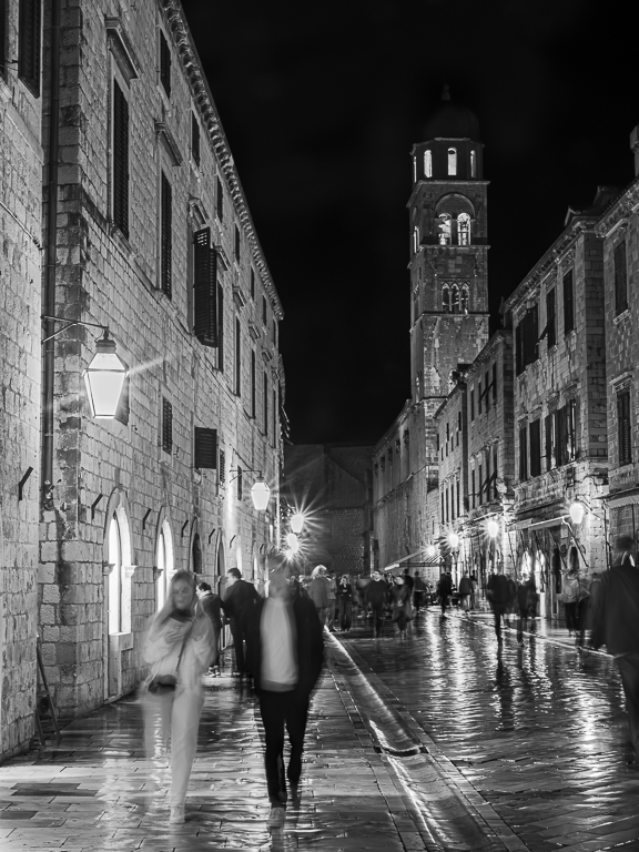 Dubrovnik main Street at night by Adrian Binney