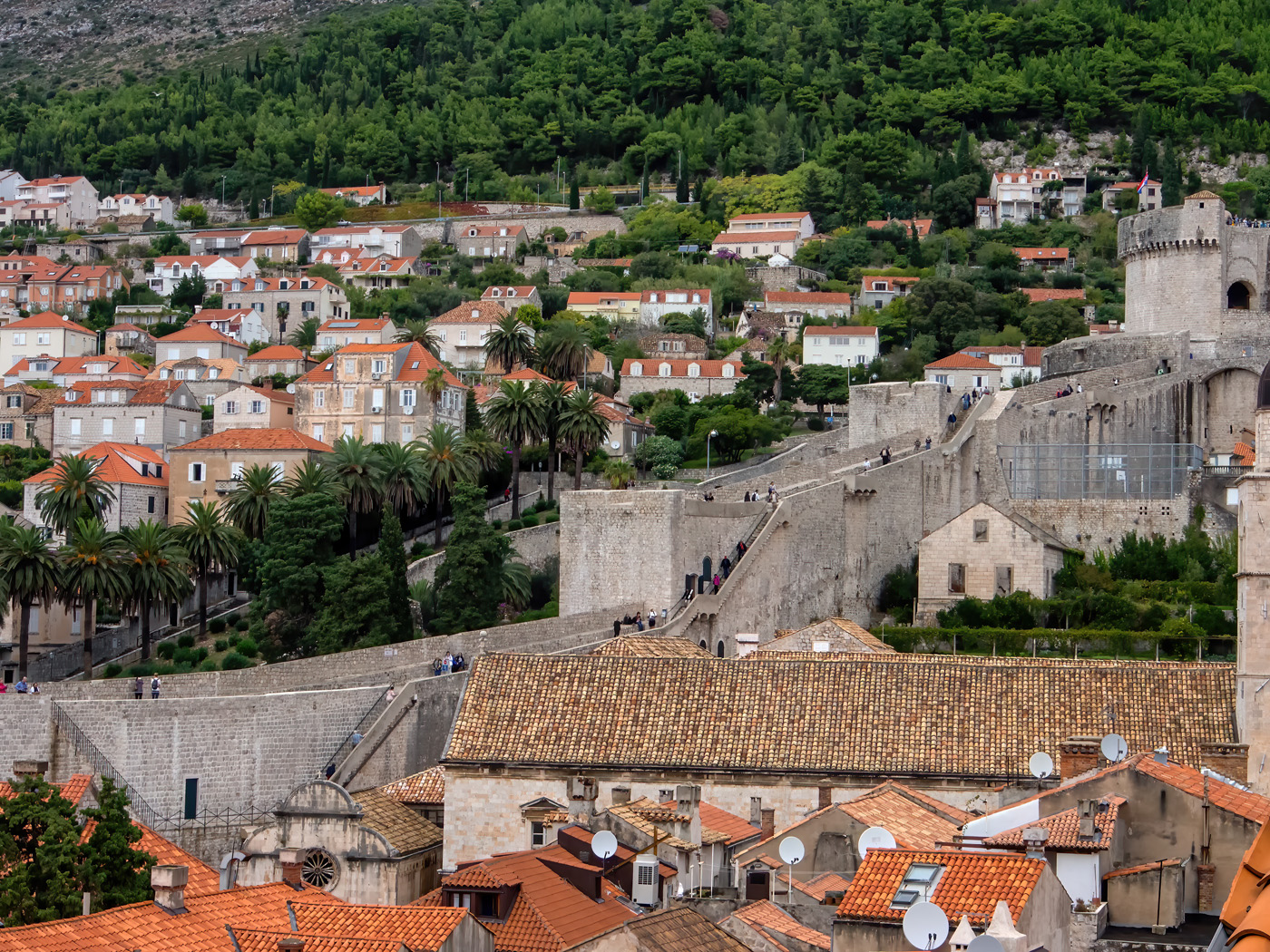 People on the Dubrovnik Wall by Judy Burr