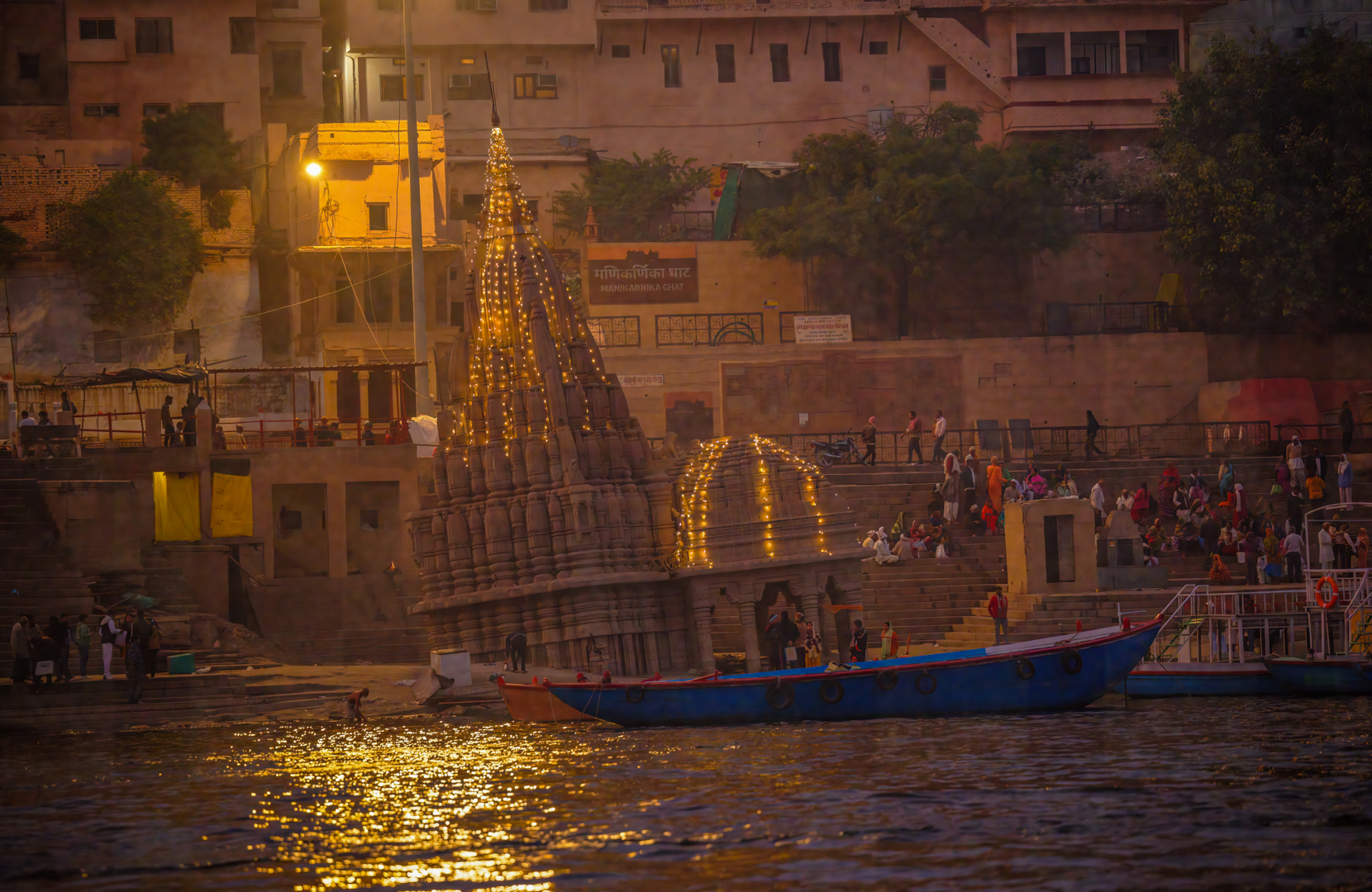 Submerged Varanasi Temple  by Pinaki Sarkar