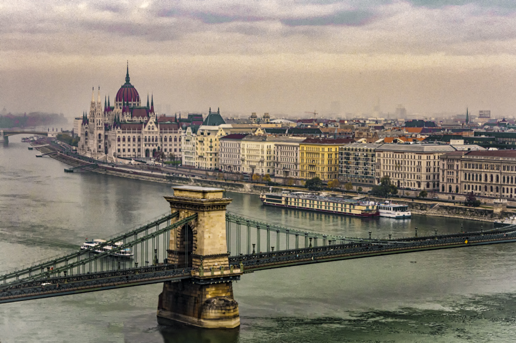 Chain River Bridge Budapest by Phyllis Peterson