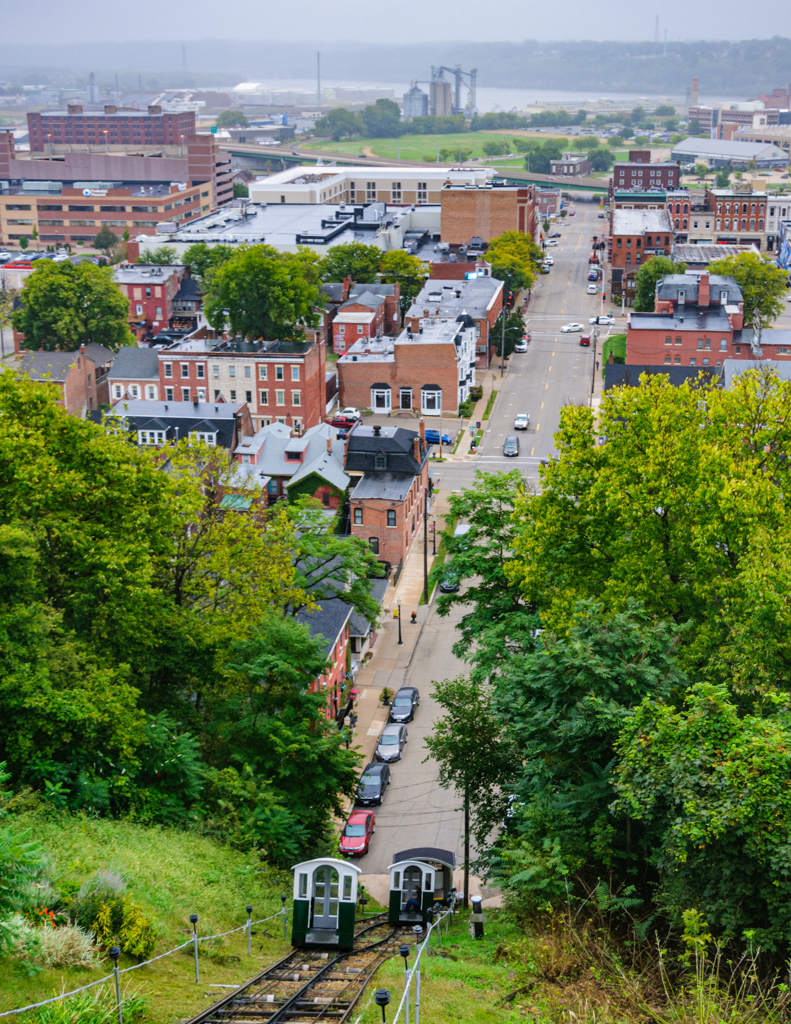 Downtown Dubuque and Funicular Elevator by Phyllis Peterson