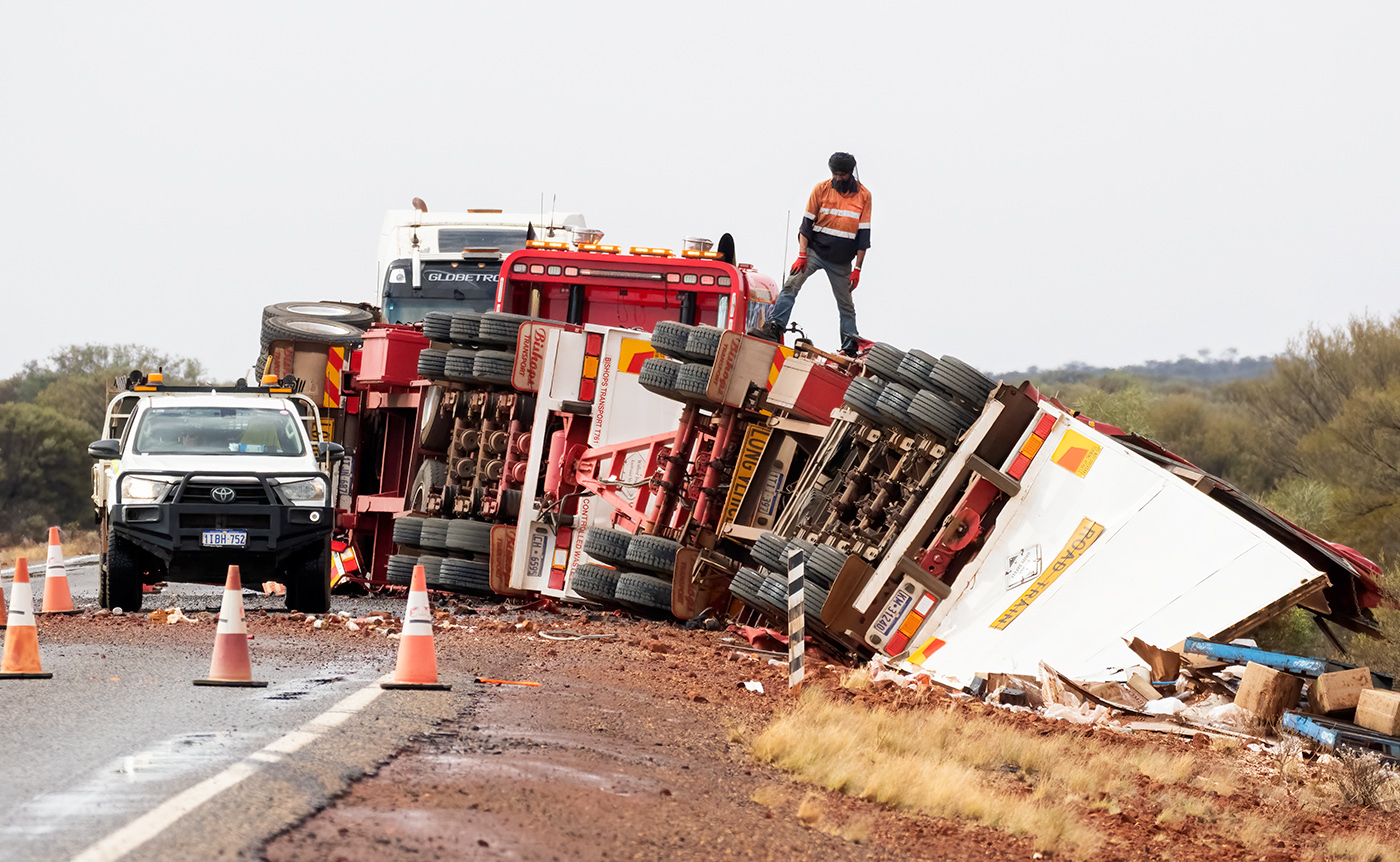 Road train rollover