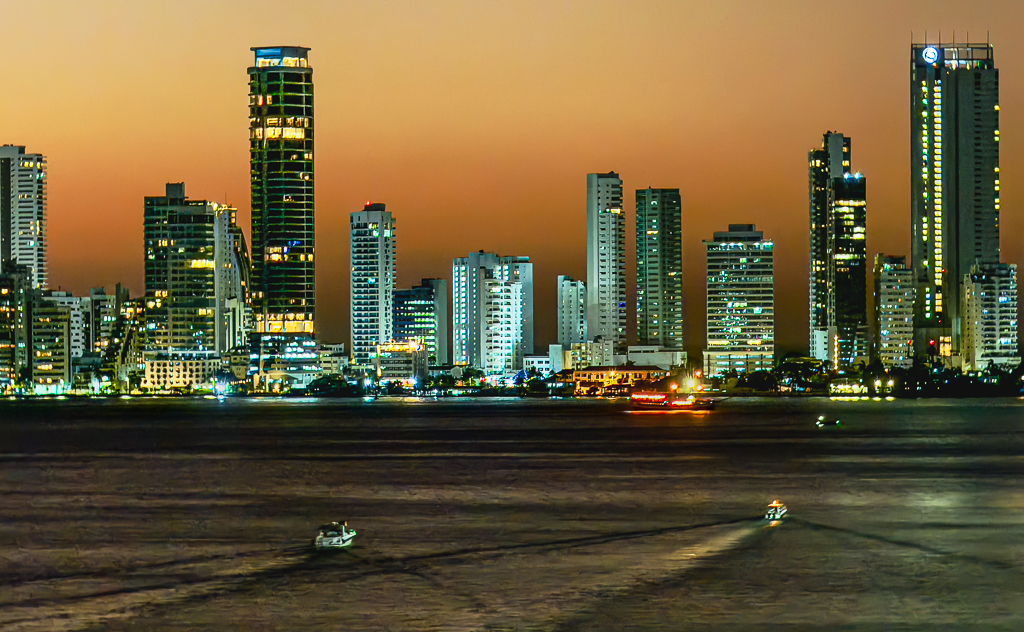 Cartagena City at night by Adrian Binney, PPSA