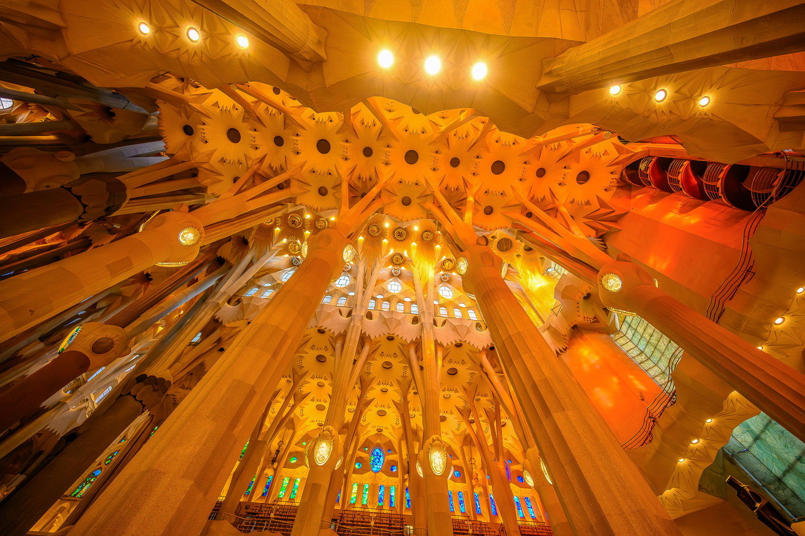 Interior of Basilica de la Sagrada Família , Barcelona, Spain: One Look by Pinaki Sarkar